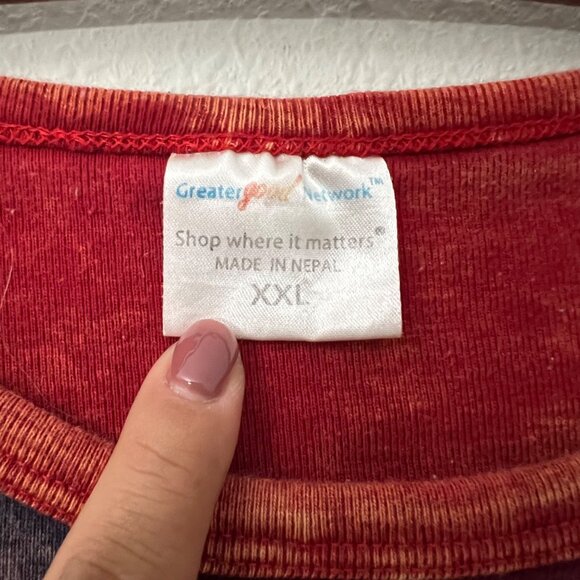 Greater Good Network Nepal Multicolor Patchwork Hippie Hipster Long Sleeve Top S - Picture 6 of 6